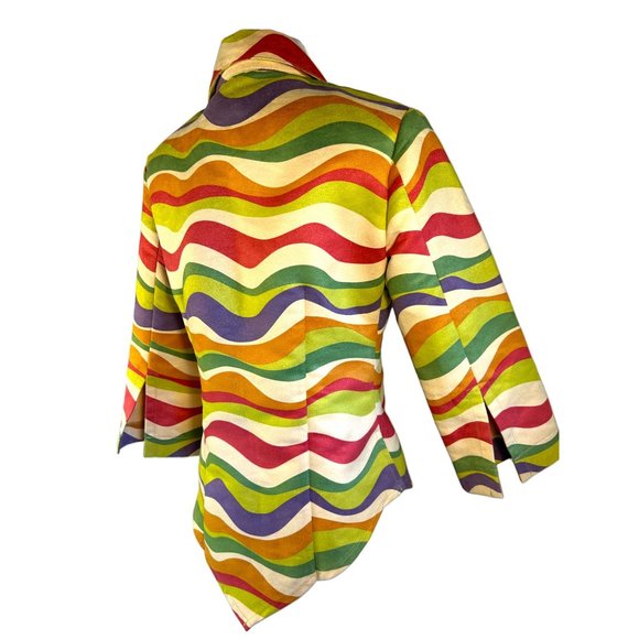 Annalese Jacket Women XS Retro Wavy Print Lace Tie Closure - Picture 6 of 8